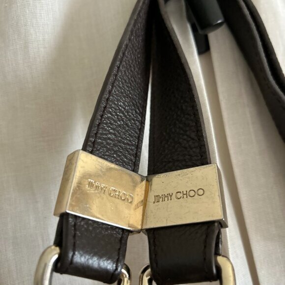 JIMMY CHOO Shoulder Bag snake print black Leather bag medium double straps - Picture 13 of 15